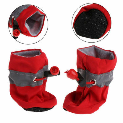 Dog's Adjustable Waterproof Socks 4 Pcs Set