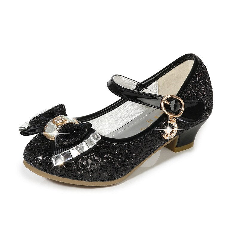 Glitter Brilliant Leather Shoes For Girls