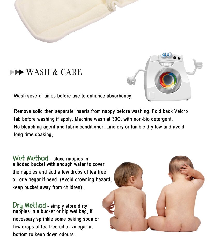 Baby's Reusable Washable Diaper Inserts Set, 10 Pcs