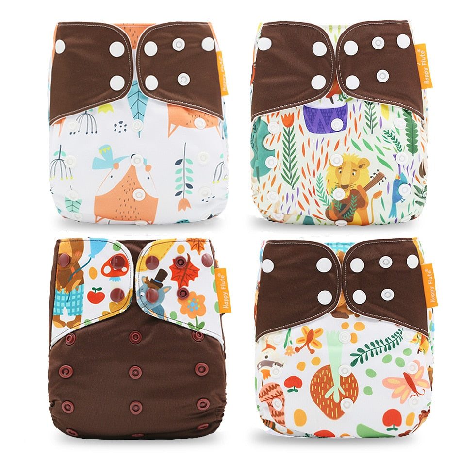 Breathable Washable Cloth Nappies Set with Cute Print