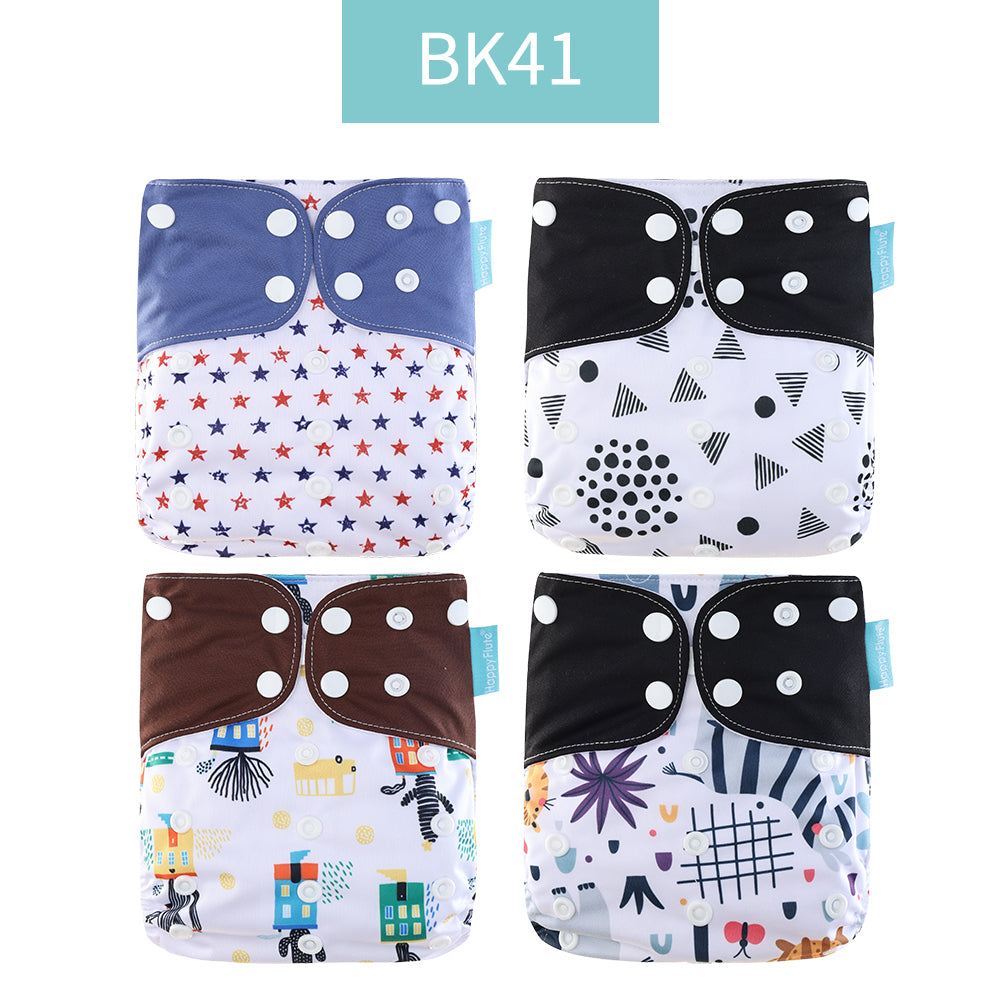 Breathable Washable Cloth Nappies Set with Cute Print