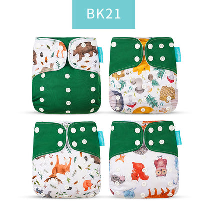 Breathable Washable Cloth Nappies Set with Cute Print