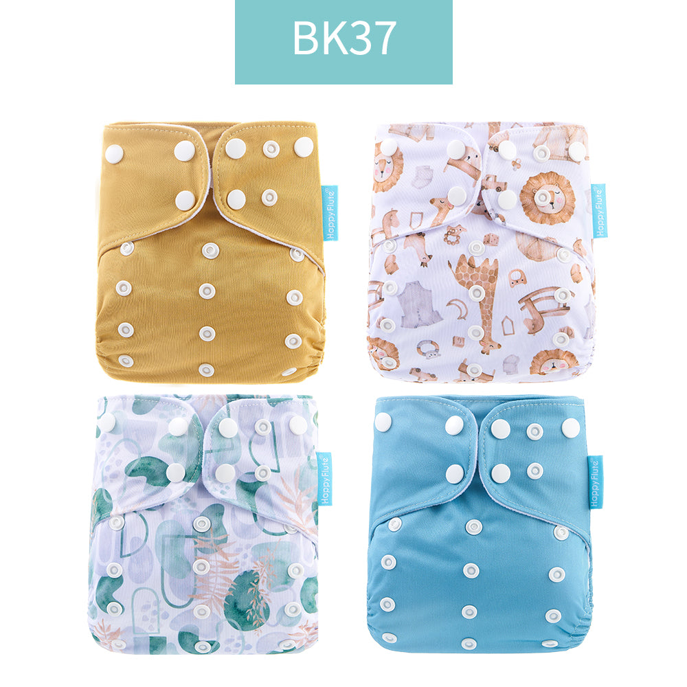 Breathable Washable Cloth Nappies Set with Cute Print