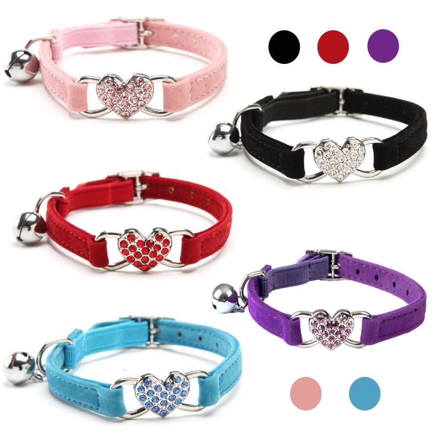 Cats Collar with Bell and Heart-Shaped Decoration