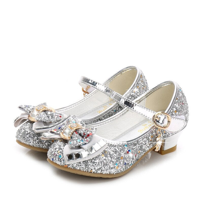 Glitter Brilliant Leather Shoes For Girls