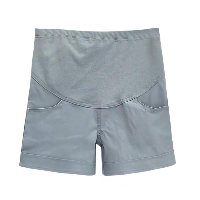 Elastic Soft Solid Colored Maternity Shorts