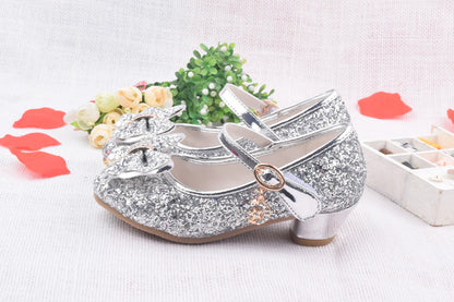 Glitter Brilliant Leather Shoes For Girls