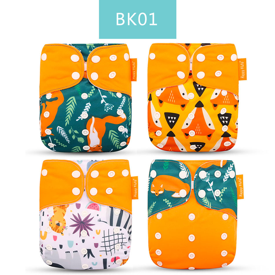 Breathable Washable Cloth Nappies Set with Cute Print