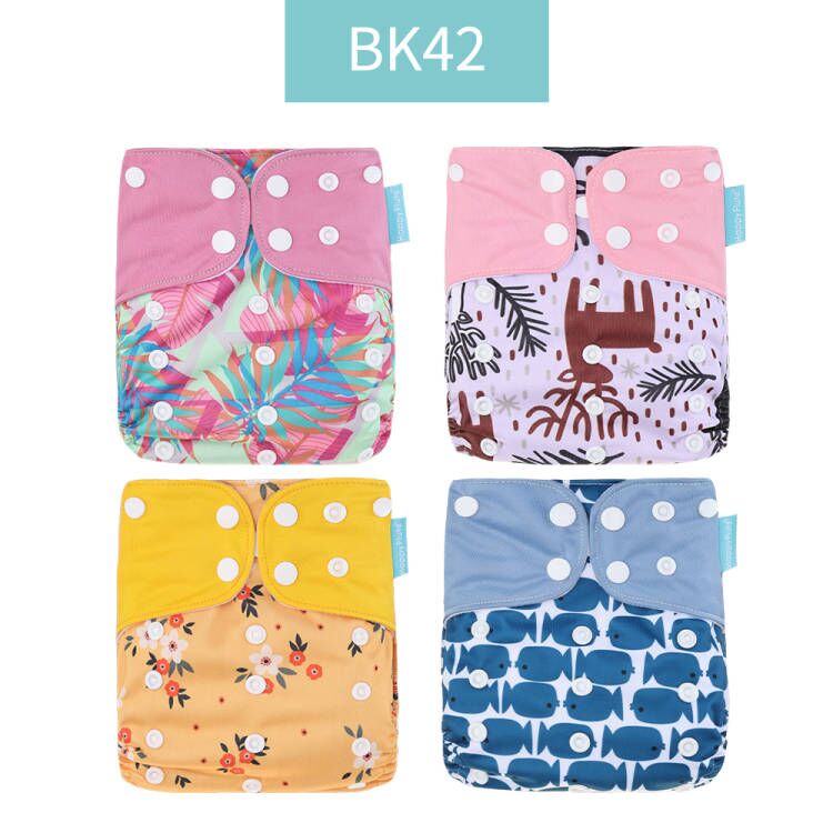 Breathable Washable Cloth Nappies Set with Cute Print