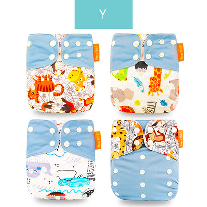 Breathable Washable Cloth Nappies Set with Cute Print