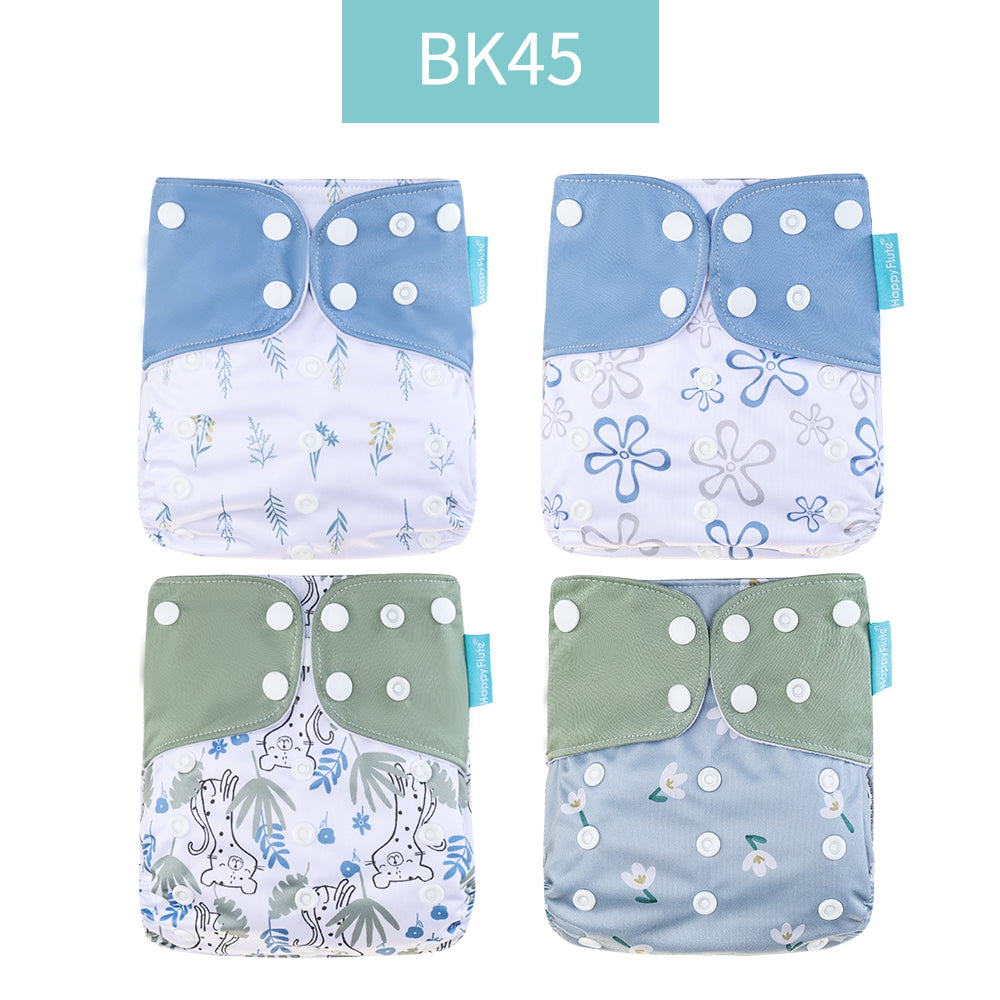 Breathable Washable Cloth Nappies Set with Cute Print