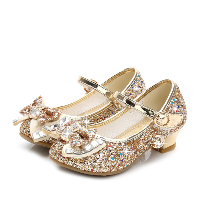 Glitter Brilliant Leather Shoes For Girls